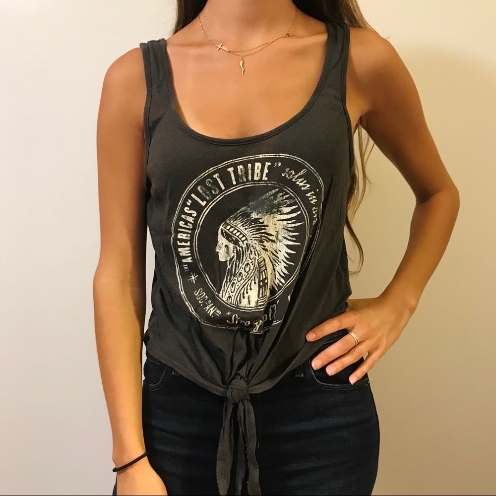 PacSun Gray Tie Bottom Tank Top